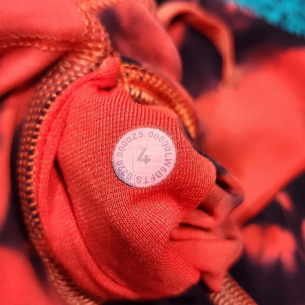Lululemon Wunder Train HR Crop 21" Everlux Size 4 Tie Dye‎ Carnation Red Black - Picture 3 of 6